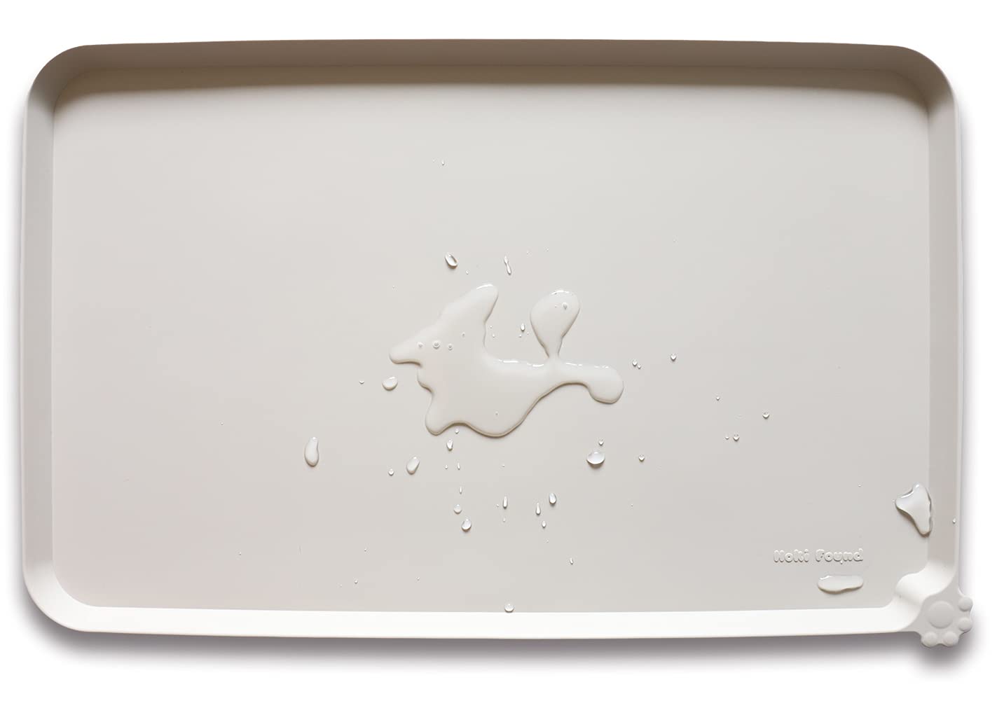 Hoki Found large silicone non-slip pet feeding mat in cream brown prevents spills and protects floors.