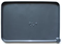Hoki Found large gray silicone pet feeding tray for mess-free meals.