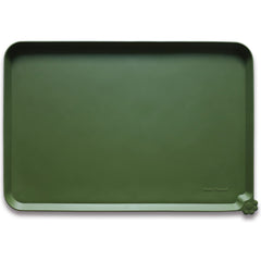 Hoki Found L silicone non-slip bowl mats in dark olive with raised edge for mess-free feeding.