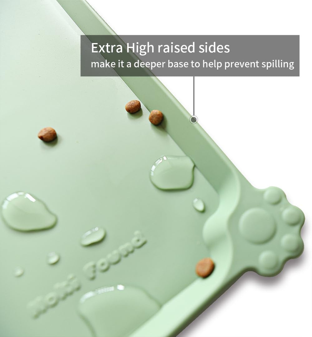 Hoki Found jade pet food mat for cats and dogs, waterproof and easy to wipe clean