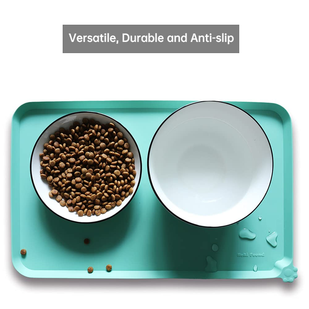 Hoki Found silicone pet food mat easy-clean surface for quick wiping.
