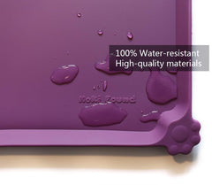 Hoki Found eggplant color silicone mat protects floors during feeding