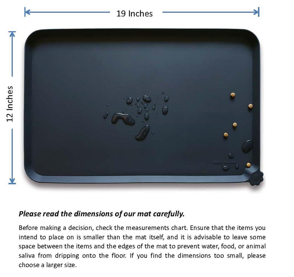 Hoki Found mat with extra-high lip preventing messes during meals.