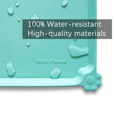 Hoki Found silicone pet food mat with raised edge helps prevent spills.
