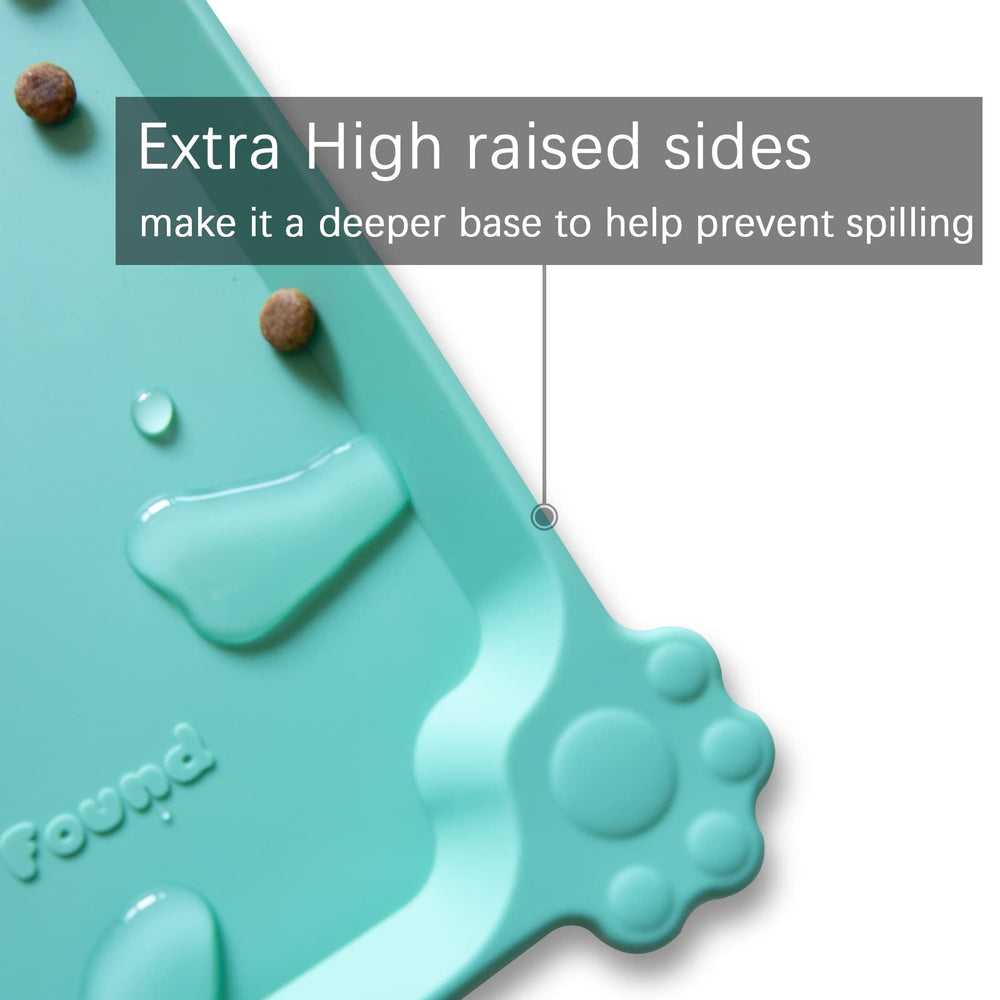 Hoki Found silicone pet food mat waterproof surface simplifies post-meal cleanup.