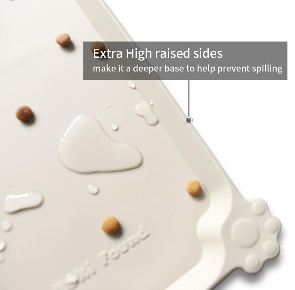 Hoki Found silicone pet food mat is waterproof to protect floors from spills and messes.