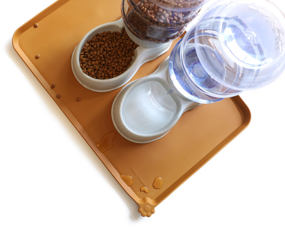 Hoki Found dishwasher-safe pet feeding mat for quick cleanup after meals.