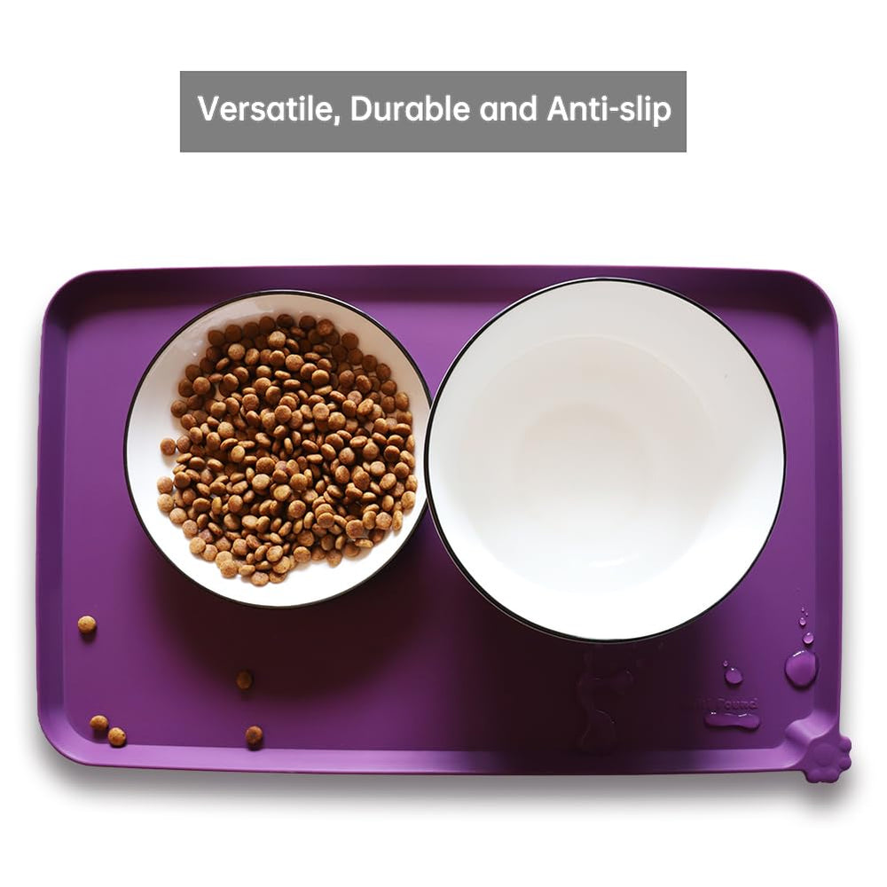 Hoki Found Eggplant feeding mat is dishwasher safe for quick cleanup.