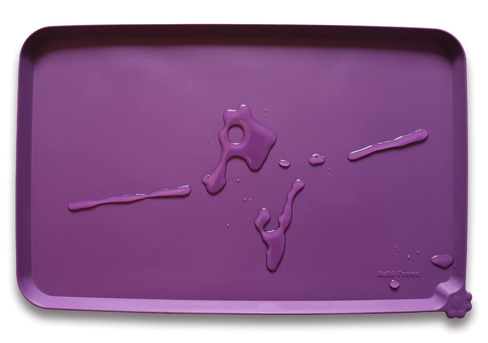 Hoki Found Eggplant waterproof feeding mat overview for spill-free meals.