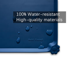 Hoki Found waterproof feeding placemat in indigo-ink prevents liquid spread during meals
