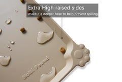 Hoki Found waterproof tan pet mat suitable for spills and wet bowls