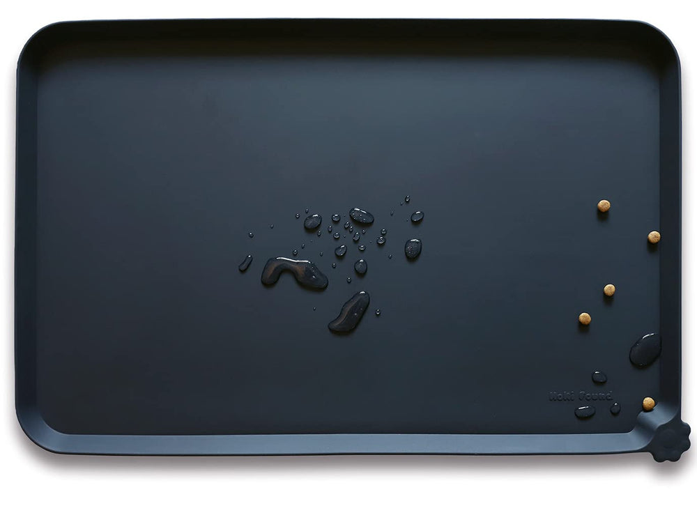 Hoki Found X-Large silicone pet food mat front view, large feeding area reduces mess