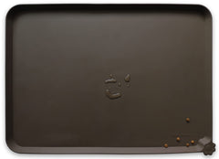Hoki Found X-Large silicone pet food mat tray coffee, top view showing spill protection