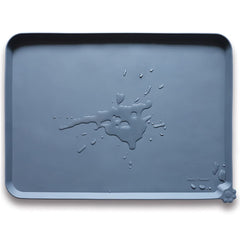 Hoki Found XX-Large gray feeding mat catches spills and protects floors.