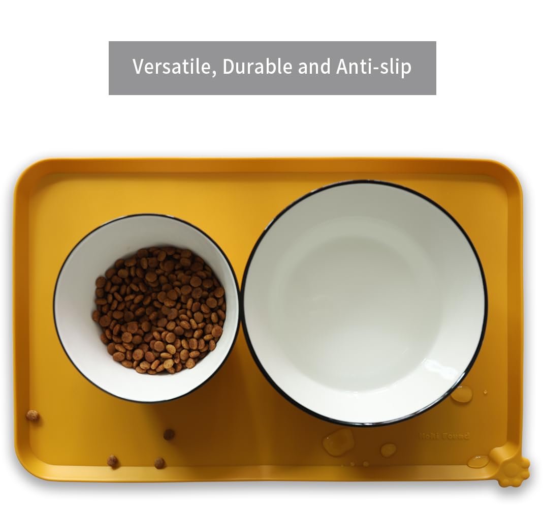 Hoki Found Honey mat on floor demonstrates waterproof, pet-friendly use.