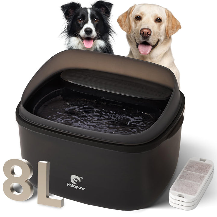 HOLAPAW dog fountain front view, 2.1 gal capacity for large dogs.