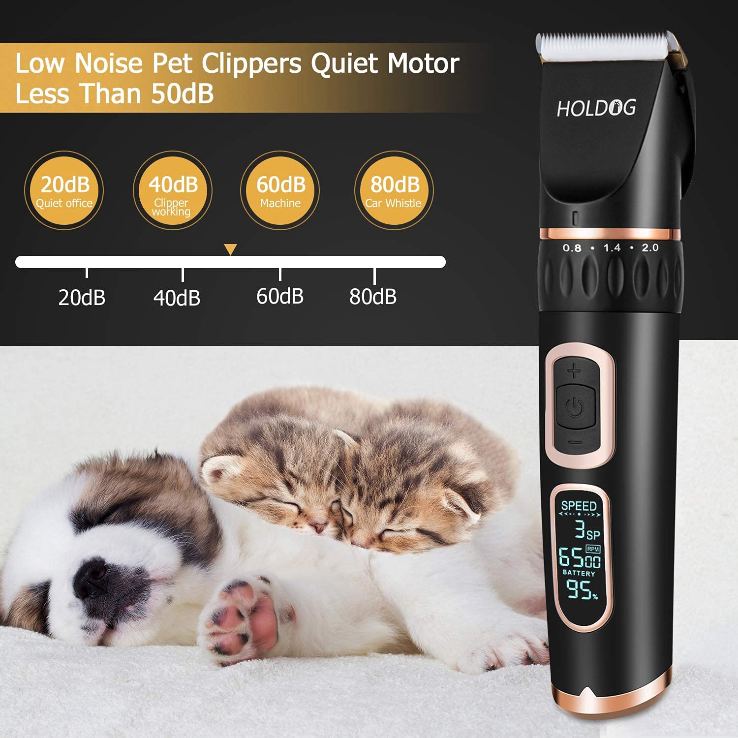 Holdog 2200mAh battery powering cordless grooming