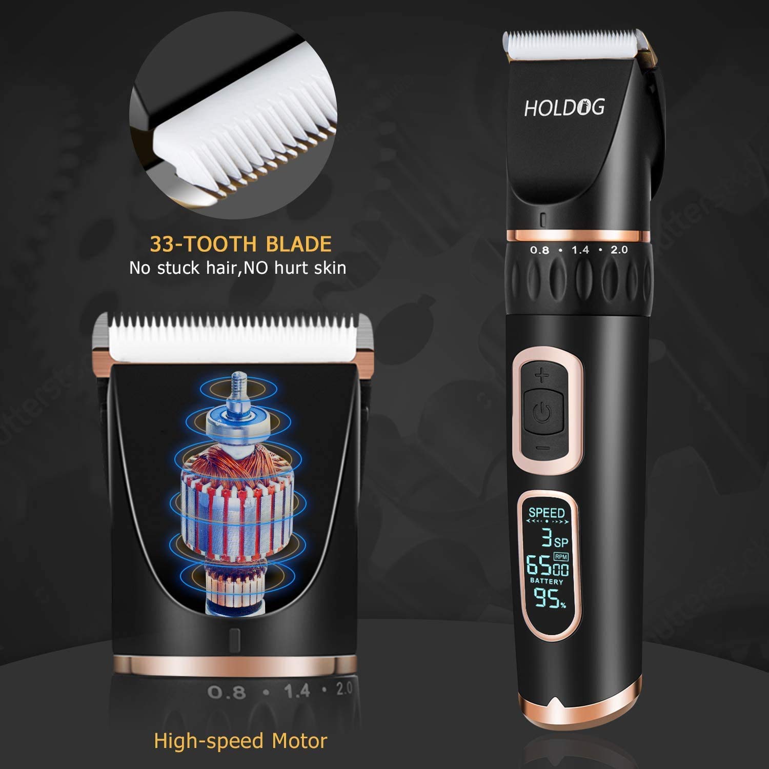 Holdog six adjustable combs for varied clip lengths
