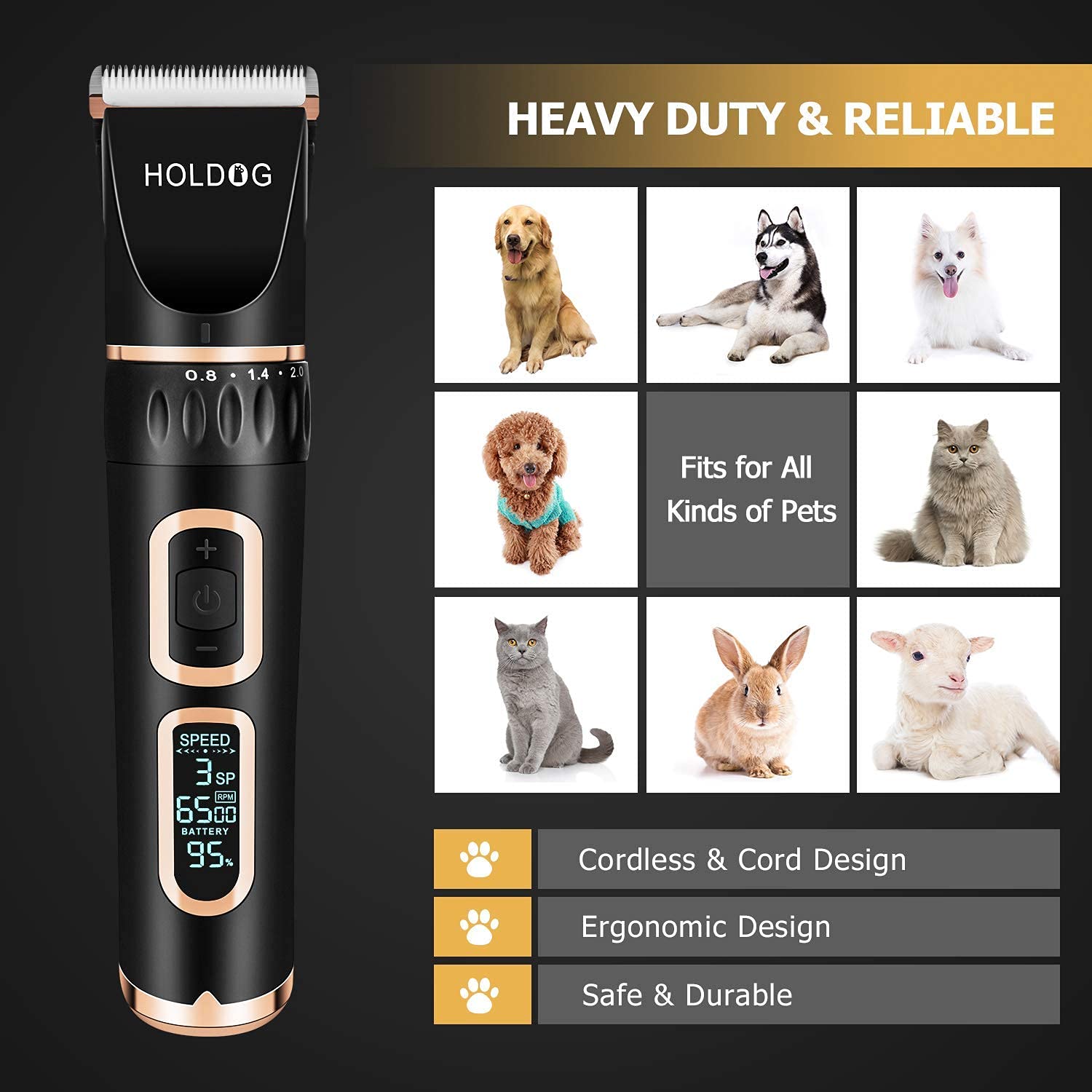 Holdog three-speed motor for diverse coat types
