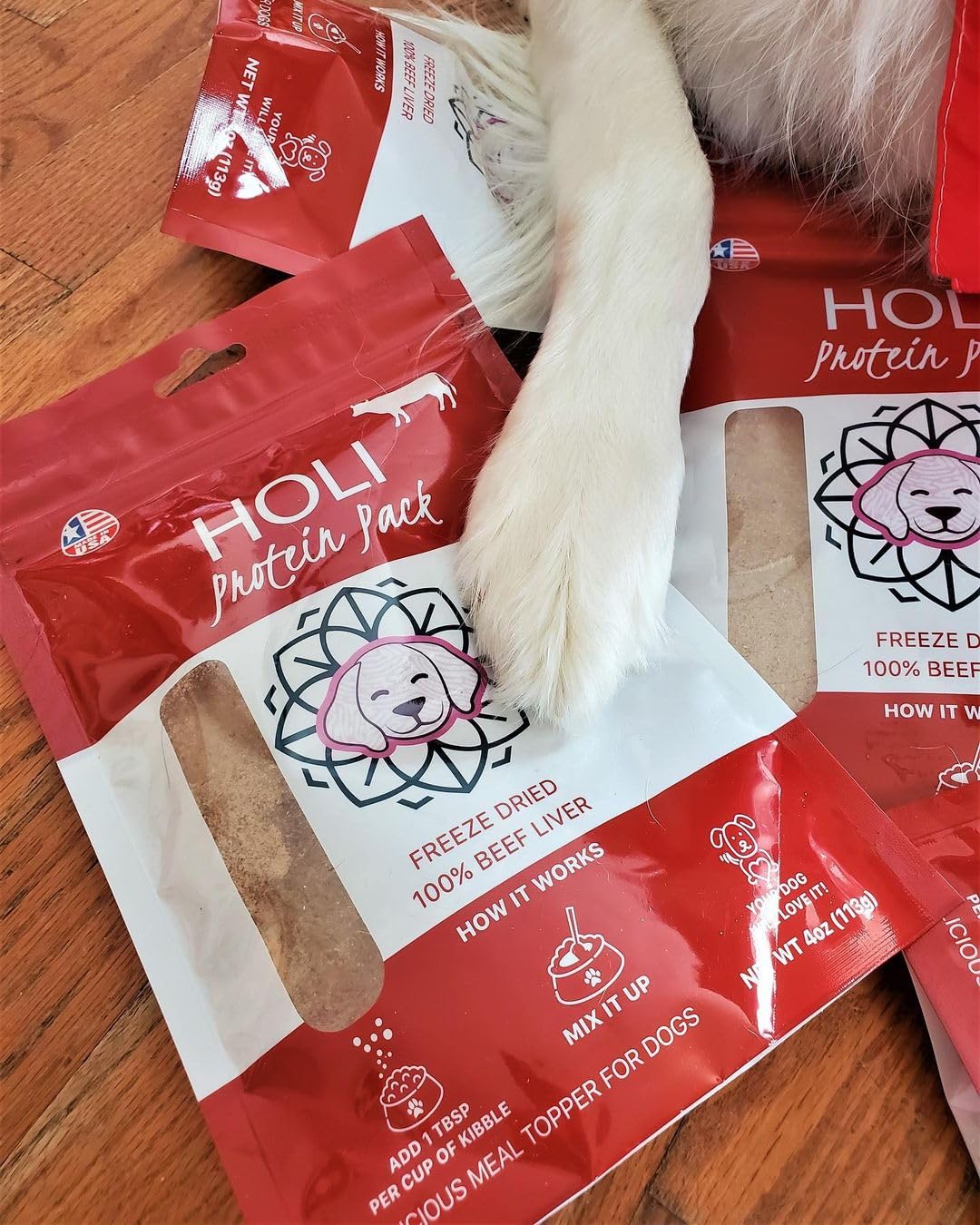 HOLI Beef Liver Powder Topper USA-made packaging emphasizes safety and traceability