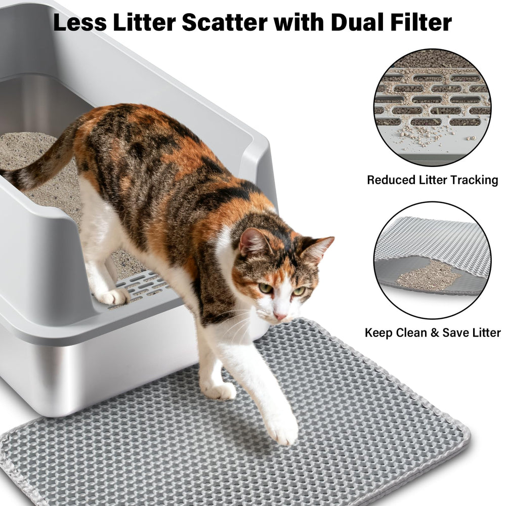 Holintan litter box anti-leak lip contains urine and prevents seepage.