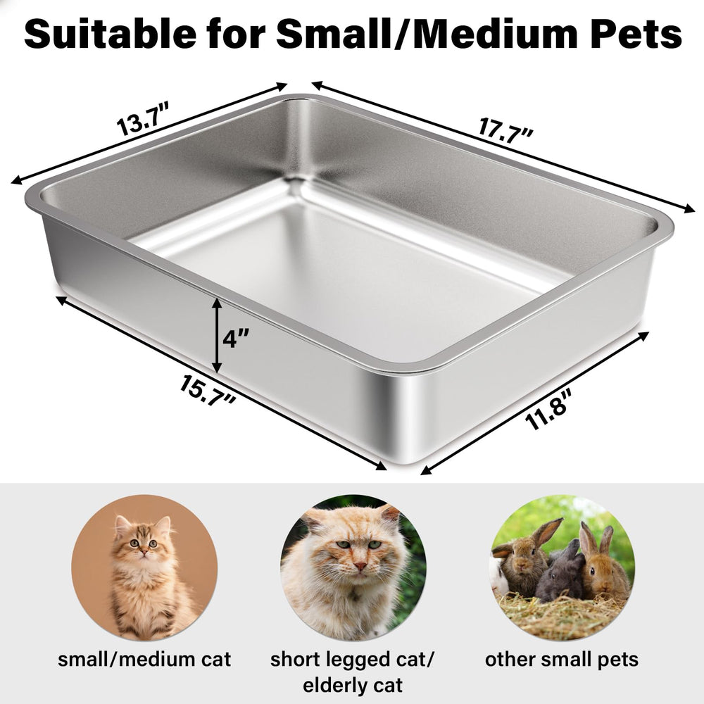 Holintan metal litter box with non-stick surface for fast, hassle-free cleaning
