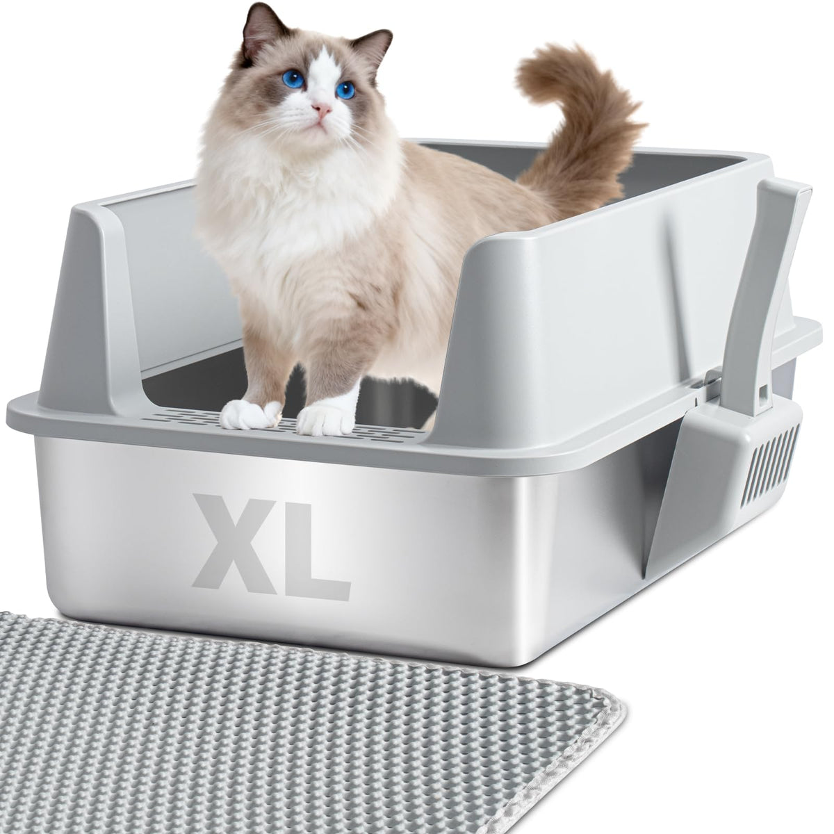 Holintan stainless steel litter box with lid demonstrates durable, odor-resistant construction.