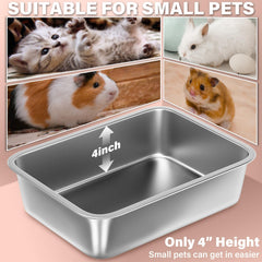 Holintan stainless steel litter box rabbit side entry highlights durable metal construction.