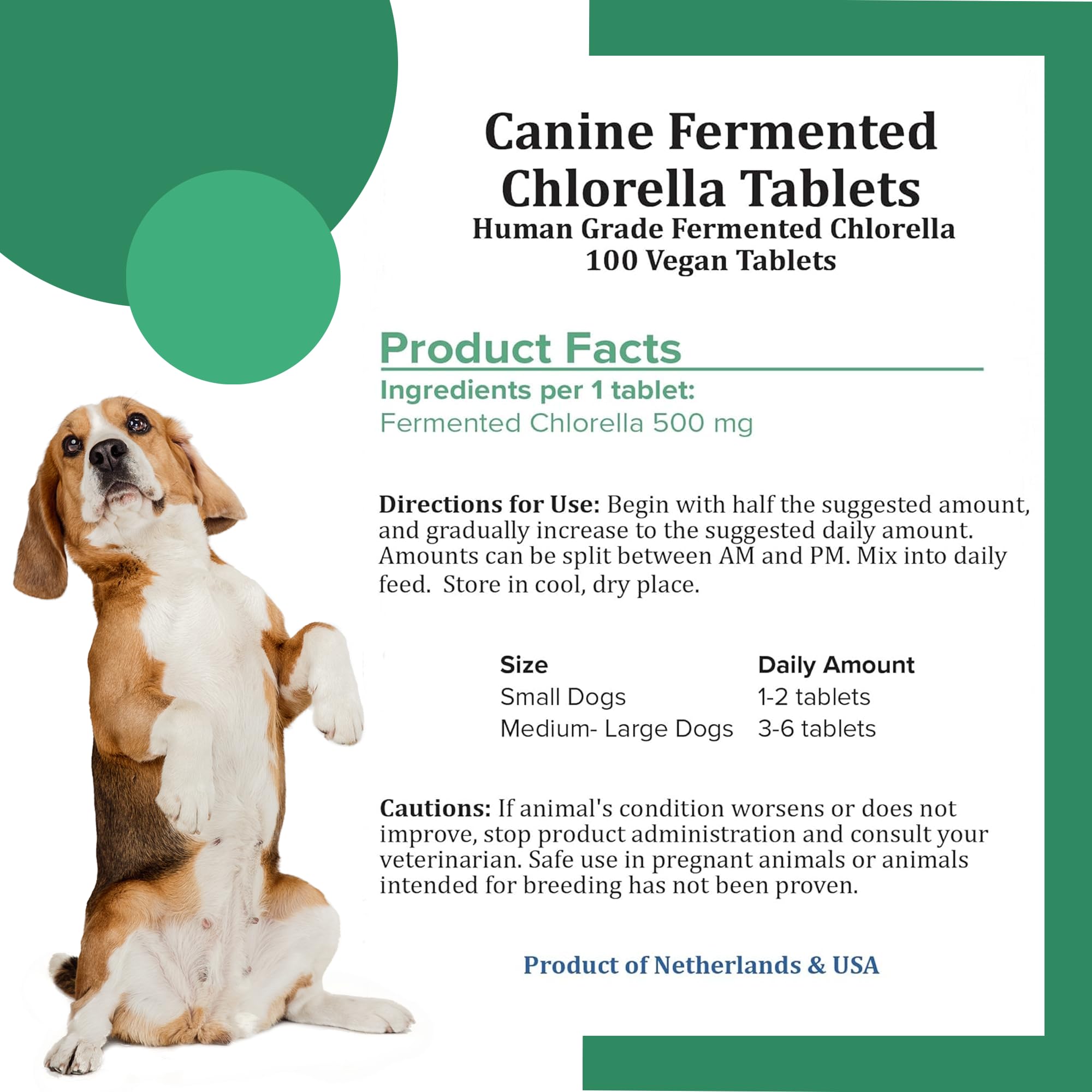 Holistic Bin chlorella tablets add plant diversity to dry or raw dog food