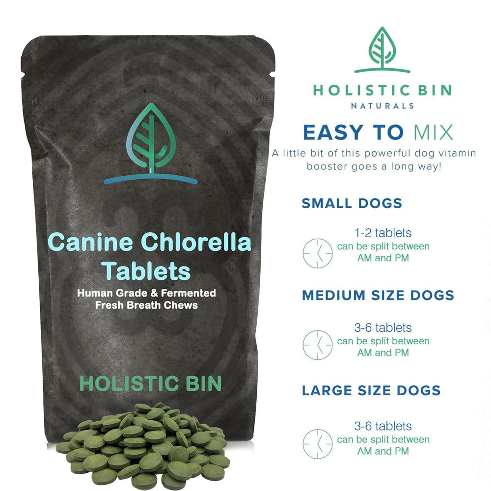 Holistic Bin plant-based chlorella tablets boost plant-forward canine nutrition
