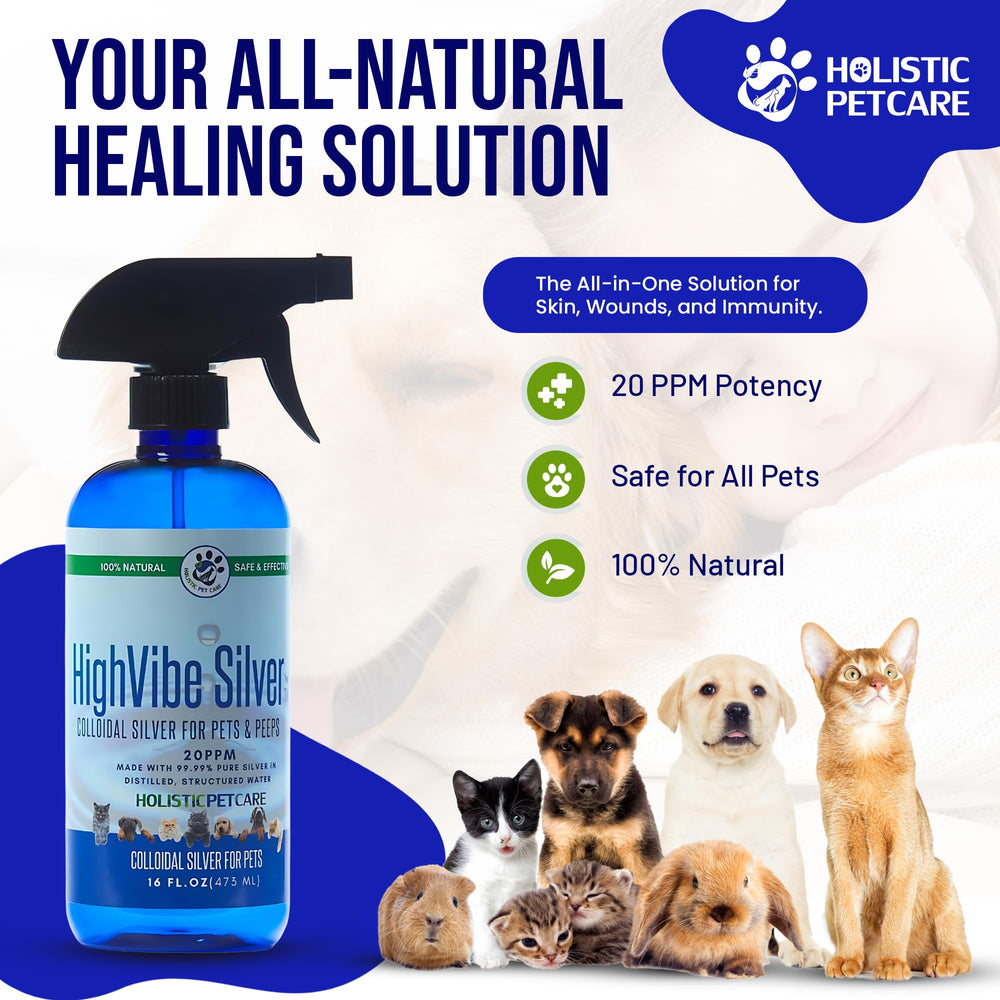 Holistic Pet Care colloidal silver spray top for quick hotspot relief in pets.