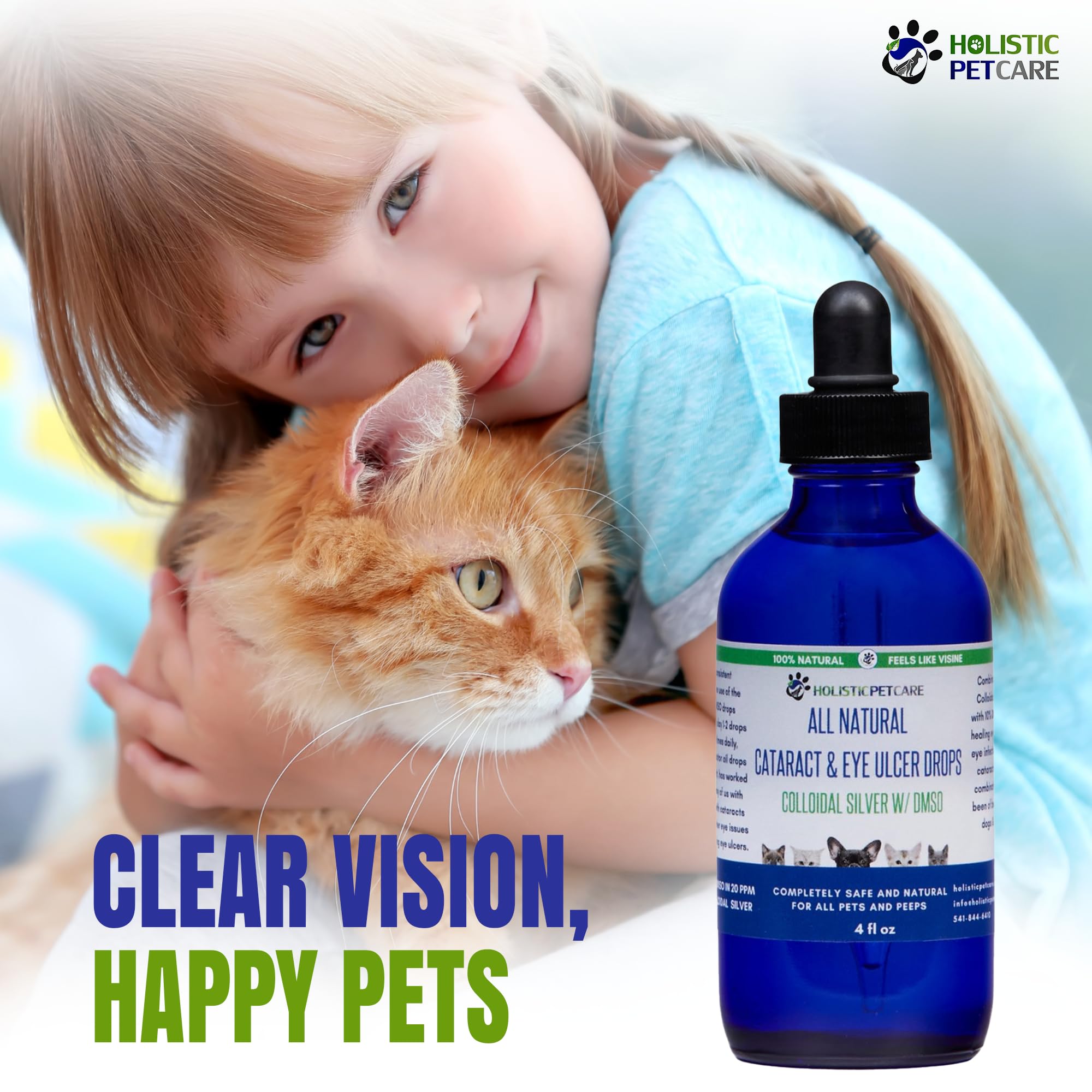 Holistic Pet Care Eye Ulcer Drops in home routine for clear-eyed pets.