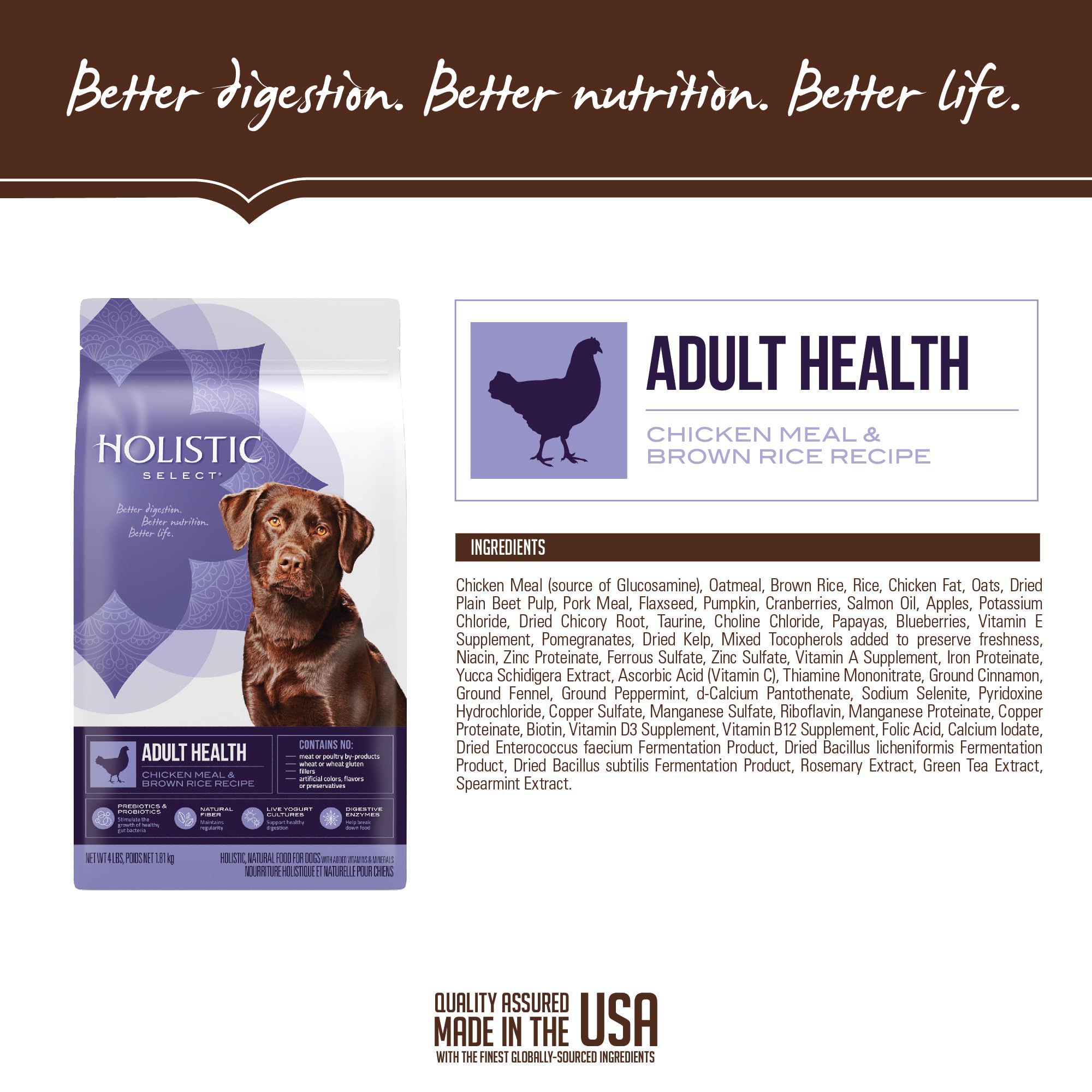 Holistic Select ingredients close-up with salmon oil and flaxseed for skin and coat