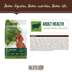 USA-made Holistic Select dog food bag emphasizing quality production.