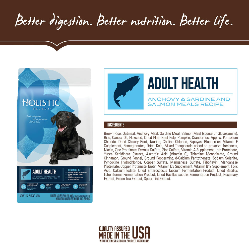 Holistic Select USA-made label underscores domestic production quality and safety standards.
