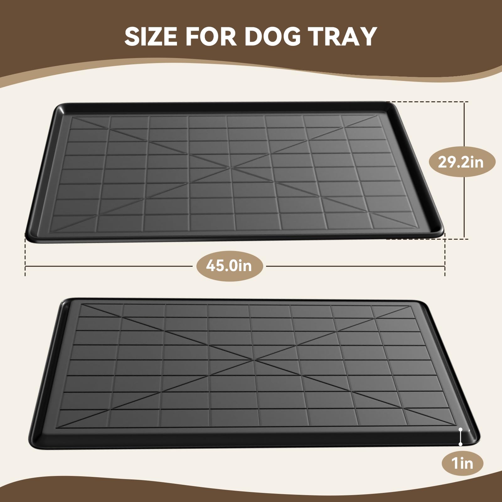 Holiwei 45-1 dog crate tray side view highlighting slim profile