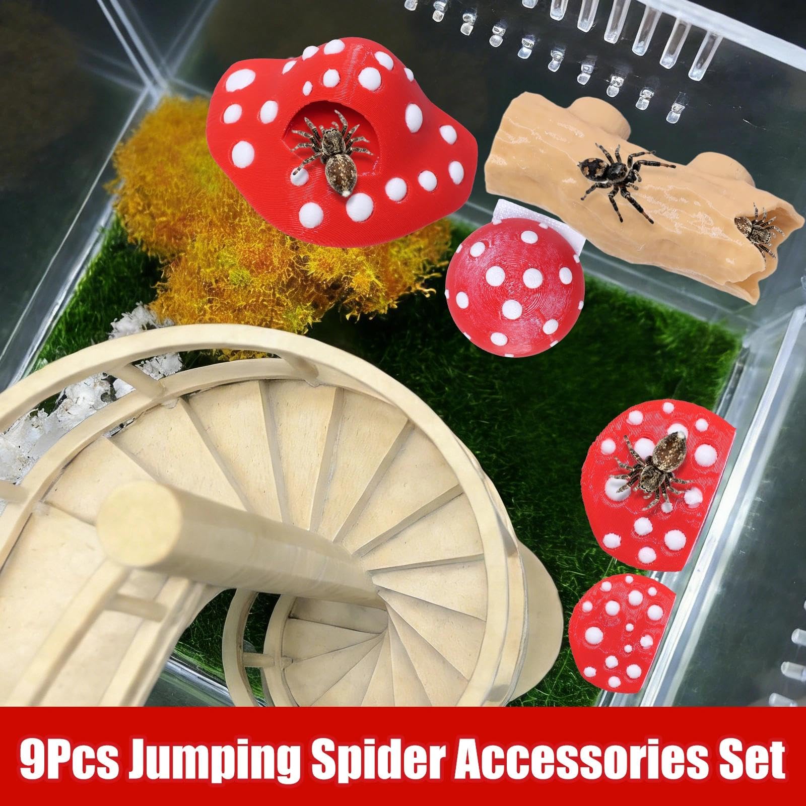 Hollima 9P 3D Jumping Spider hideouts create cozy sheltered spaces for rest and observation.