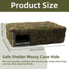 Hollima Mossy Cave Hide exterior blends with terrarium landscapes and keeps pets secure.