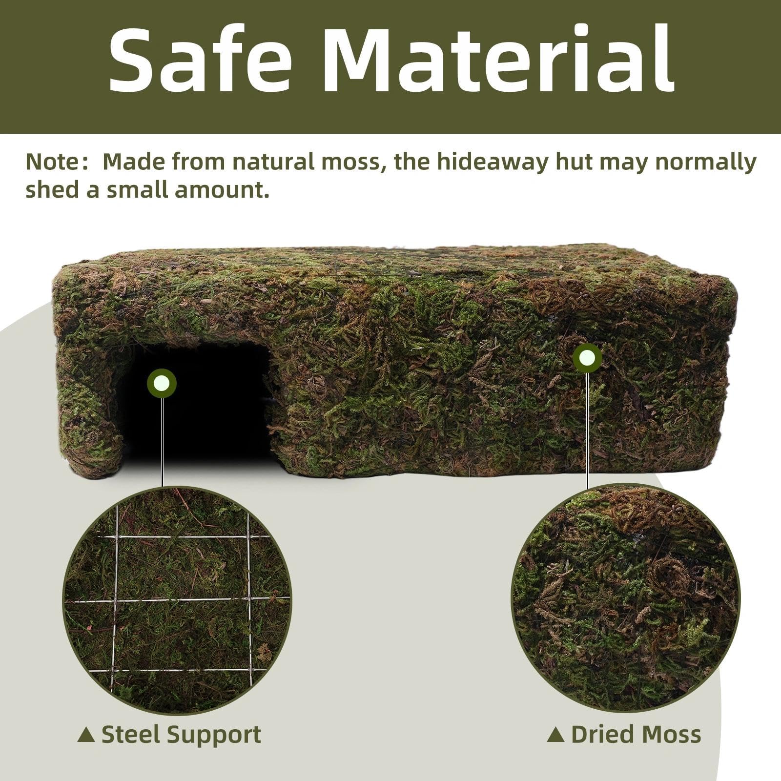 Hollima Mossy Cave Hide yellow detail highlights vibrant, nature-inspired shelter.