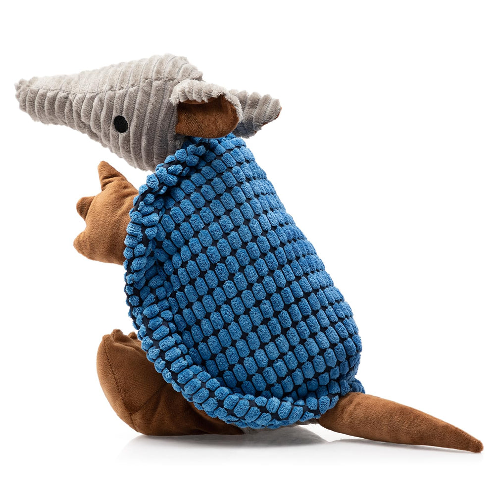 Hollypet Armadillo toy blue, squeaky plush for gentle play and bonding.