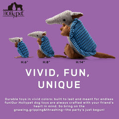 Hollypet Armadillo toy blue, side view, inviting playful interaction.