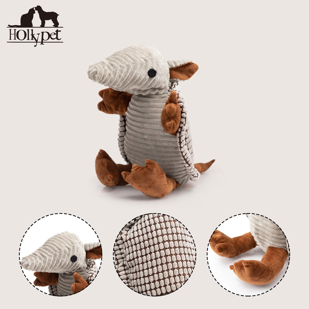 Hollypet Armadillo toy soft plush texture supports gentle chewing sessions.
