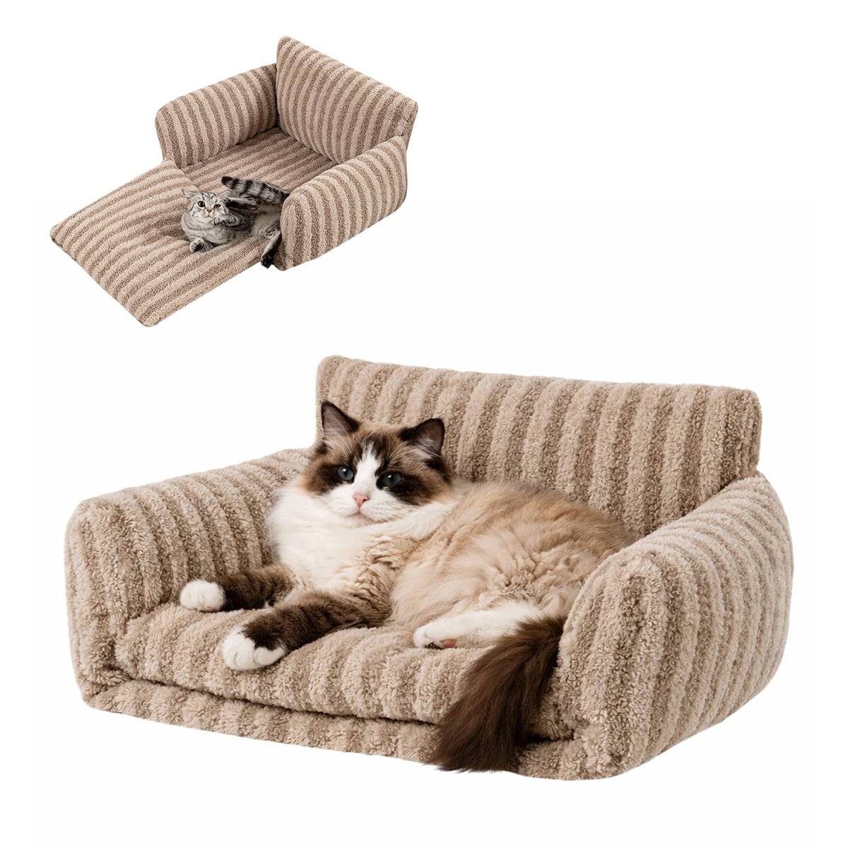 Hollypet cat bed double-layer cushion design for plush, restful naps.