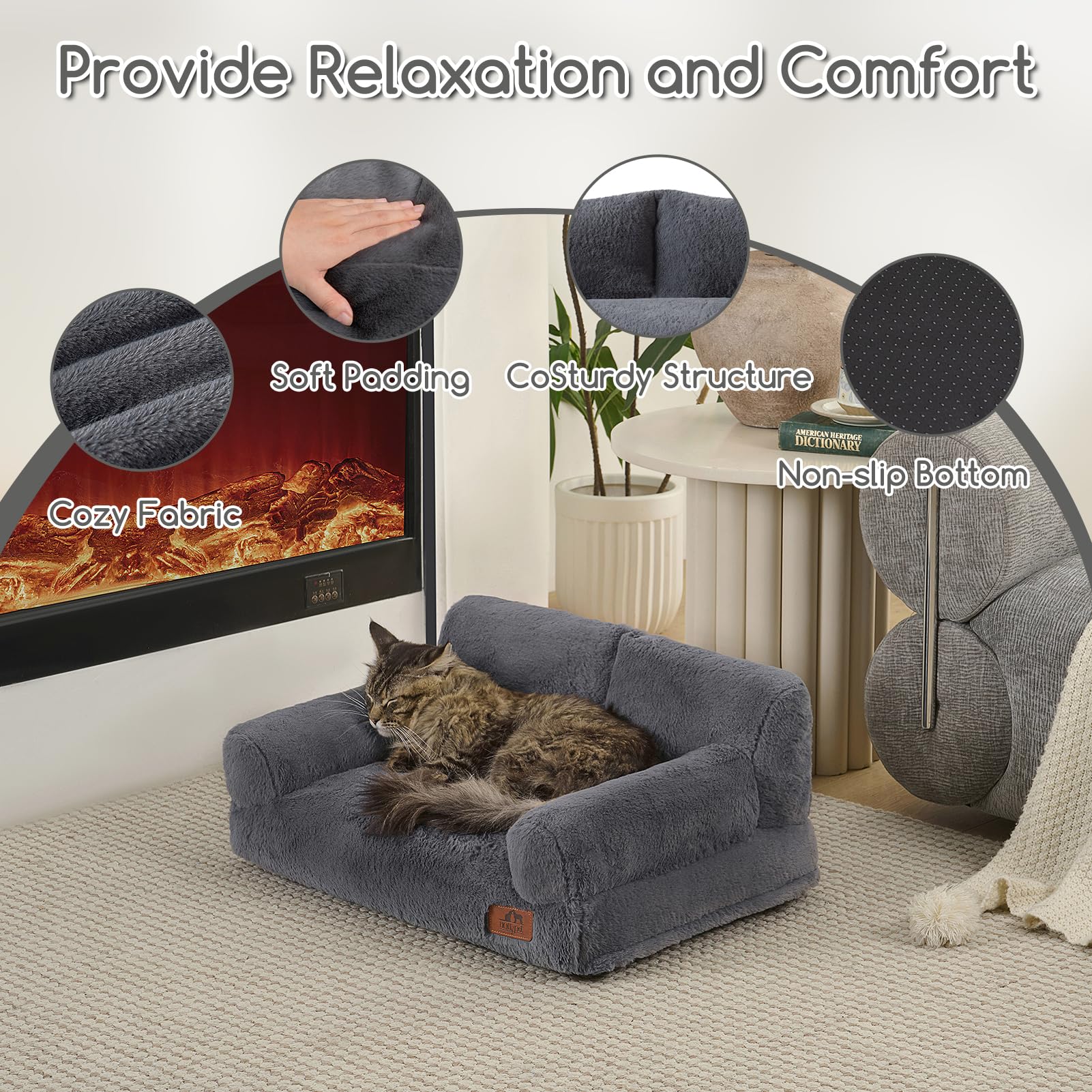Hollypet Fluffy Bed PP cotton filling ensures durable, comfy loft.