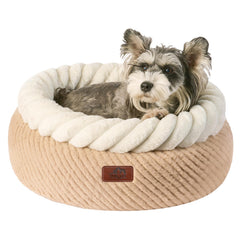 Hollypet round cat bed nest edge emphasizes supportive rim for head and neck comfort.