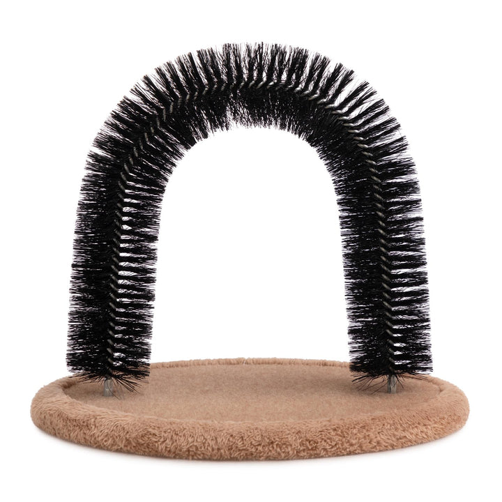 Hollypet self grooming arch brush shown for easy grooming and fur care