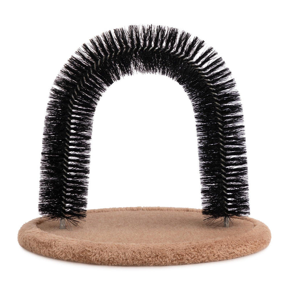 Hollypet self grooming arch brush shown for easy grooming and fur care