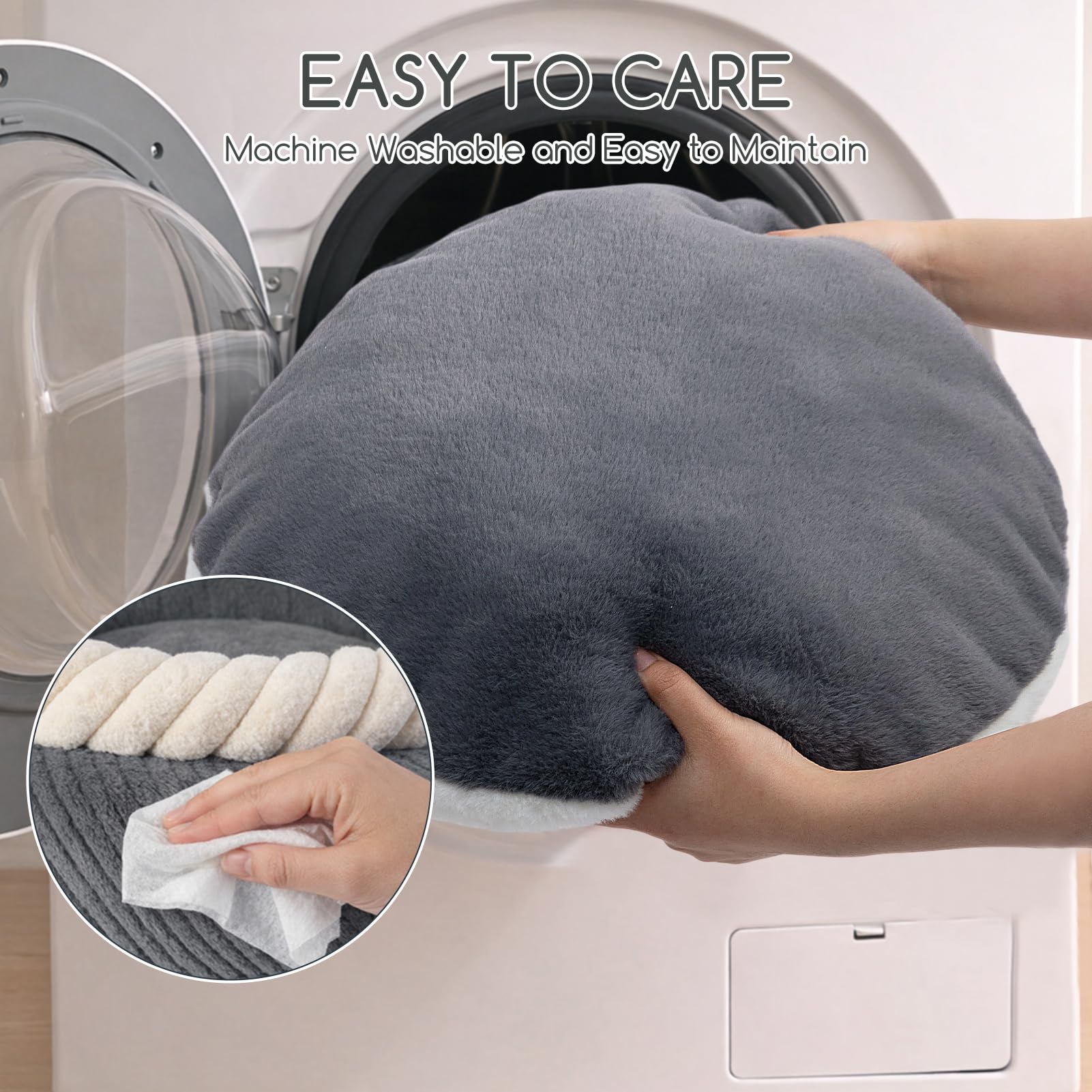 Hollypet round bed arrives vacuum-packed and expands after opening for easy setup.