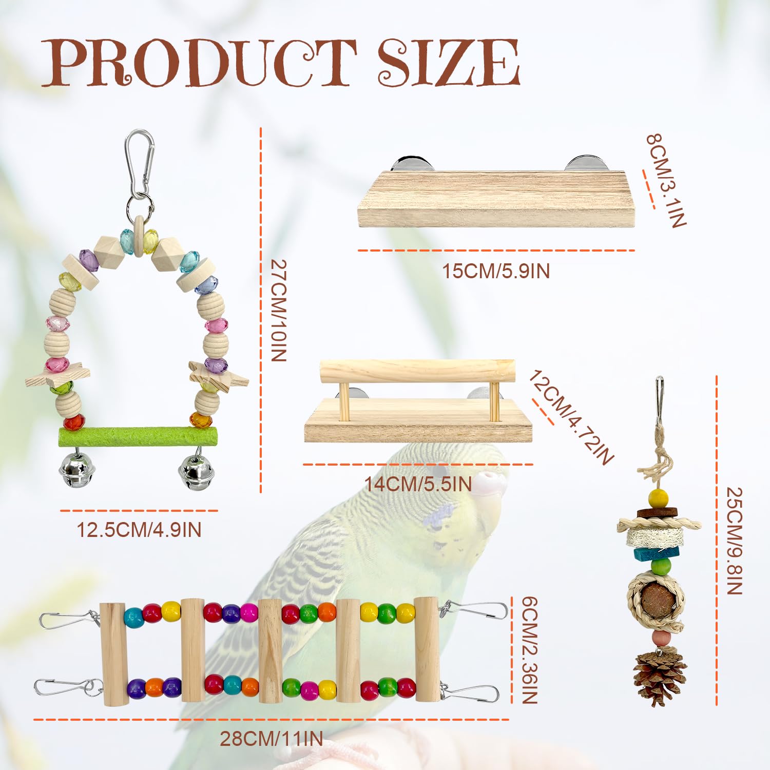 Holyenten wooden perch and ladder offer safe climbing and mental stimulation.