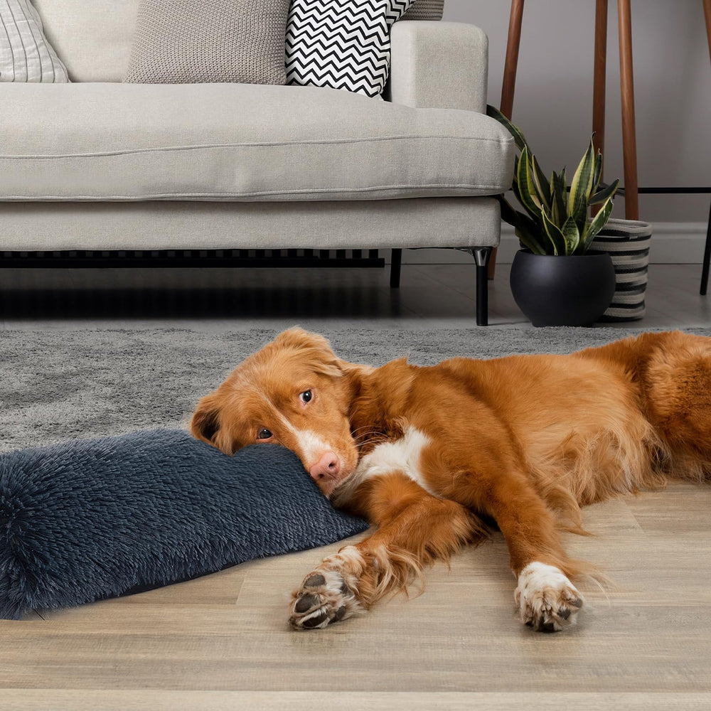 HOMBYS 25inch dog pillow side view showing durable faux fur and cozy comfort.
